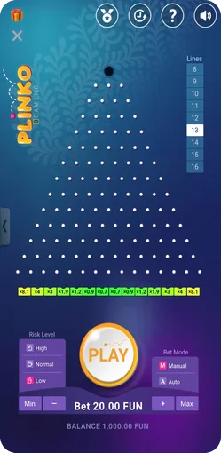 Number of lines in the game Plinko