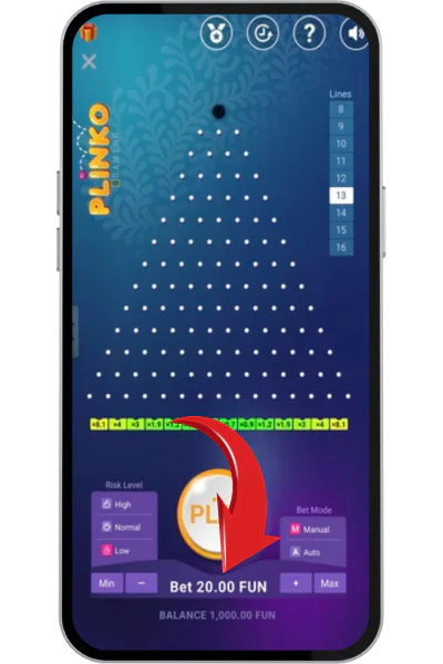 Select a Plinko bet