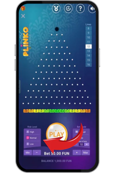 Select a Plinko bet